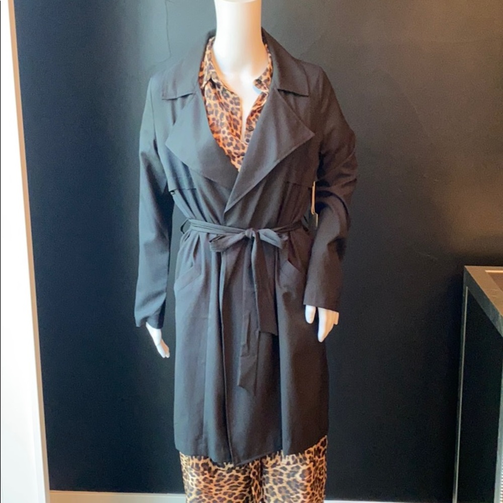 NWT black midi duster jacket